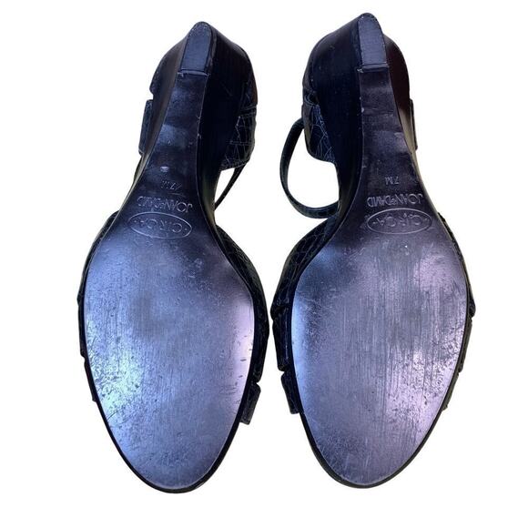 Circa Joan & David Black Snakeskin Wedge Sandals Size 7 - Picture 6 of 9